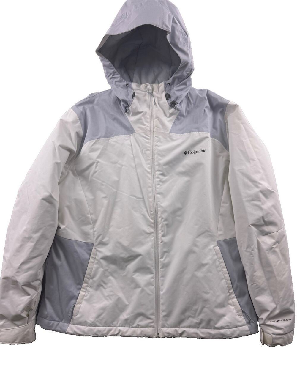 Columbia Tipton Peak Women’s Insulated Hooded Jacket White Gray XXL 2X